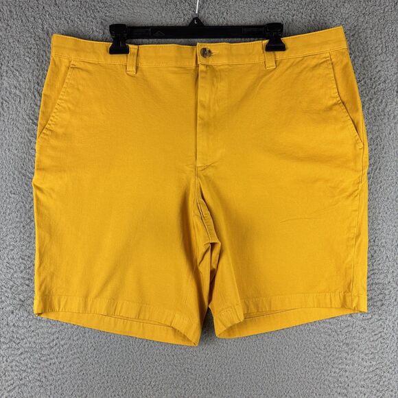 Club Room Mens Chino Shorts 38X9 Gold Khakis Flat Front 4 Way Stretch - Picture 1 of 11
